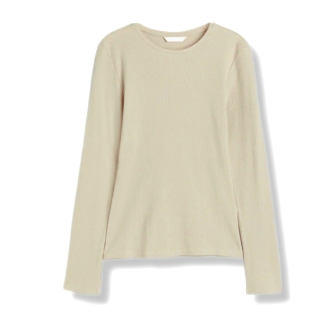 H&M Classic Light Beige Long Sleeve Top